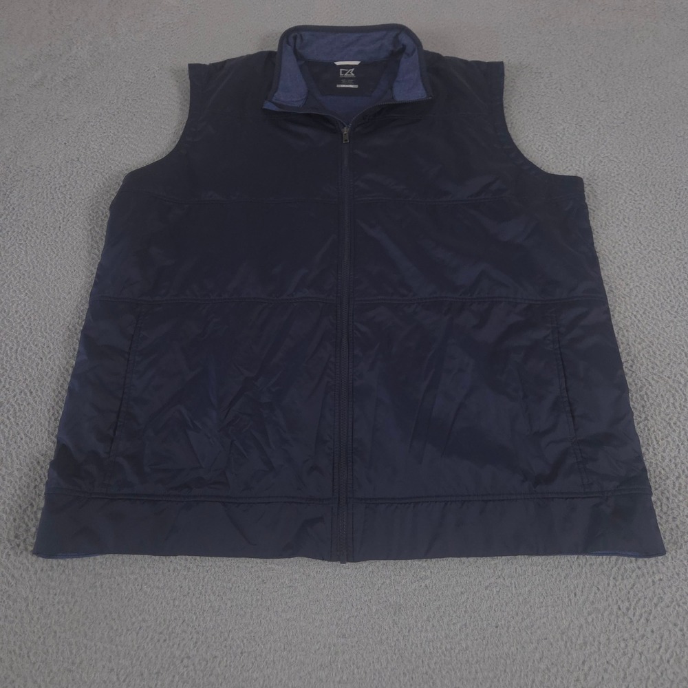 Cutter & Buck Vest Mens 3XT Navy Stealth Recycled Hybrid Quilted Full Zip DryTec